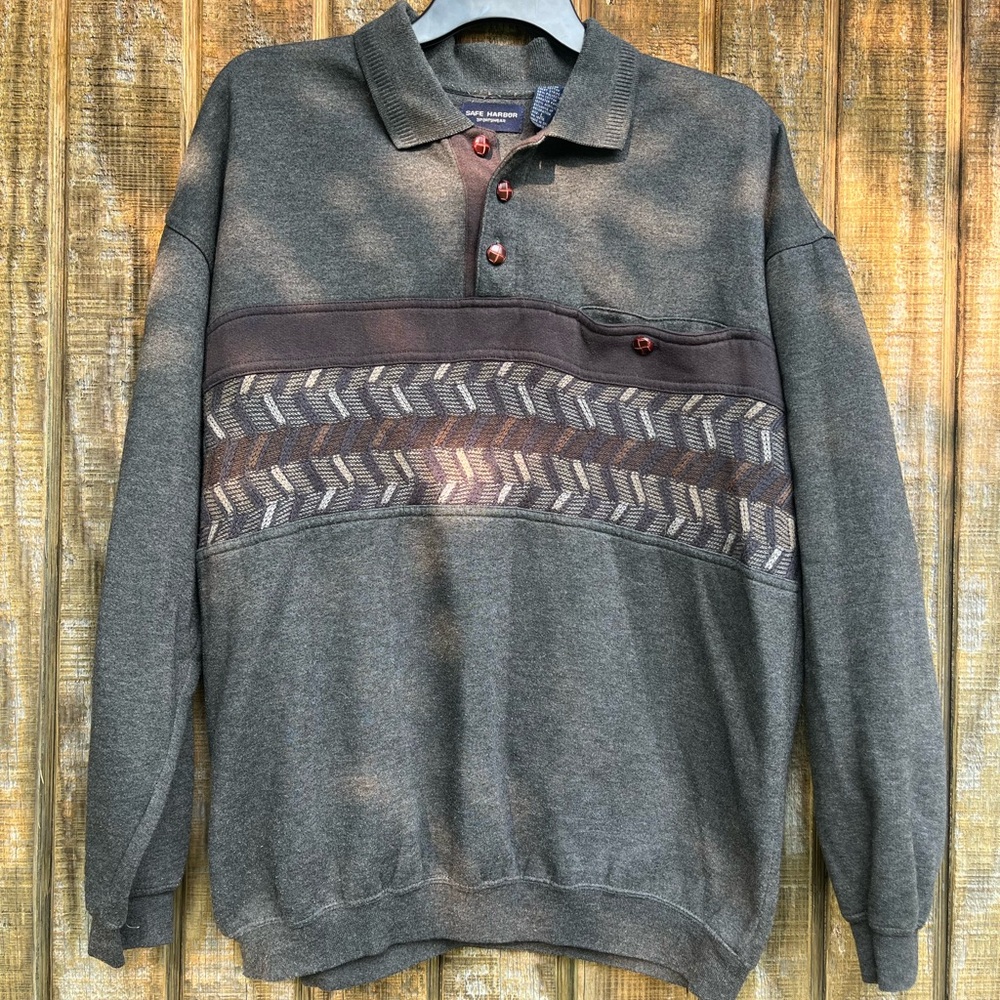 Vintage Safe Harbor Sportswear Pullover Rugby Shirt Size Large